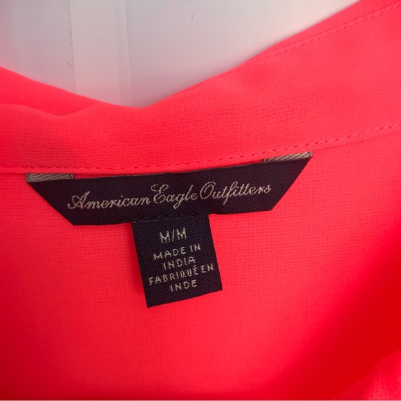 American eagle Coral neon button shirt - Picture 4 of 6
